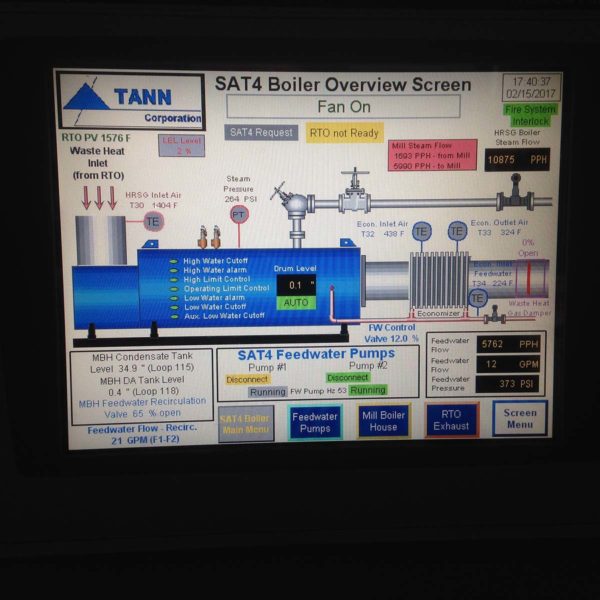 Tann Corporation SAT4 Boiler Overview Screen