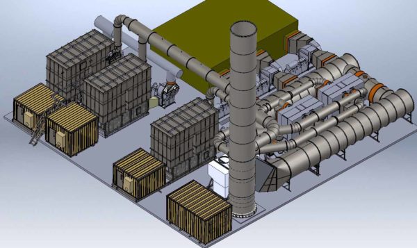 Regenerative thermal oxidizer with concentrator system, turnkey air pollution control system, SolidWorks design