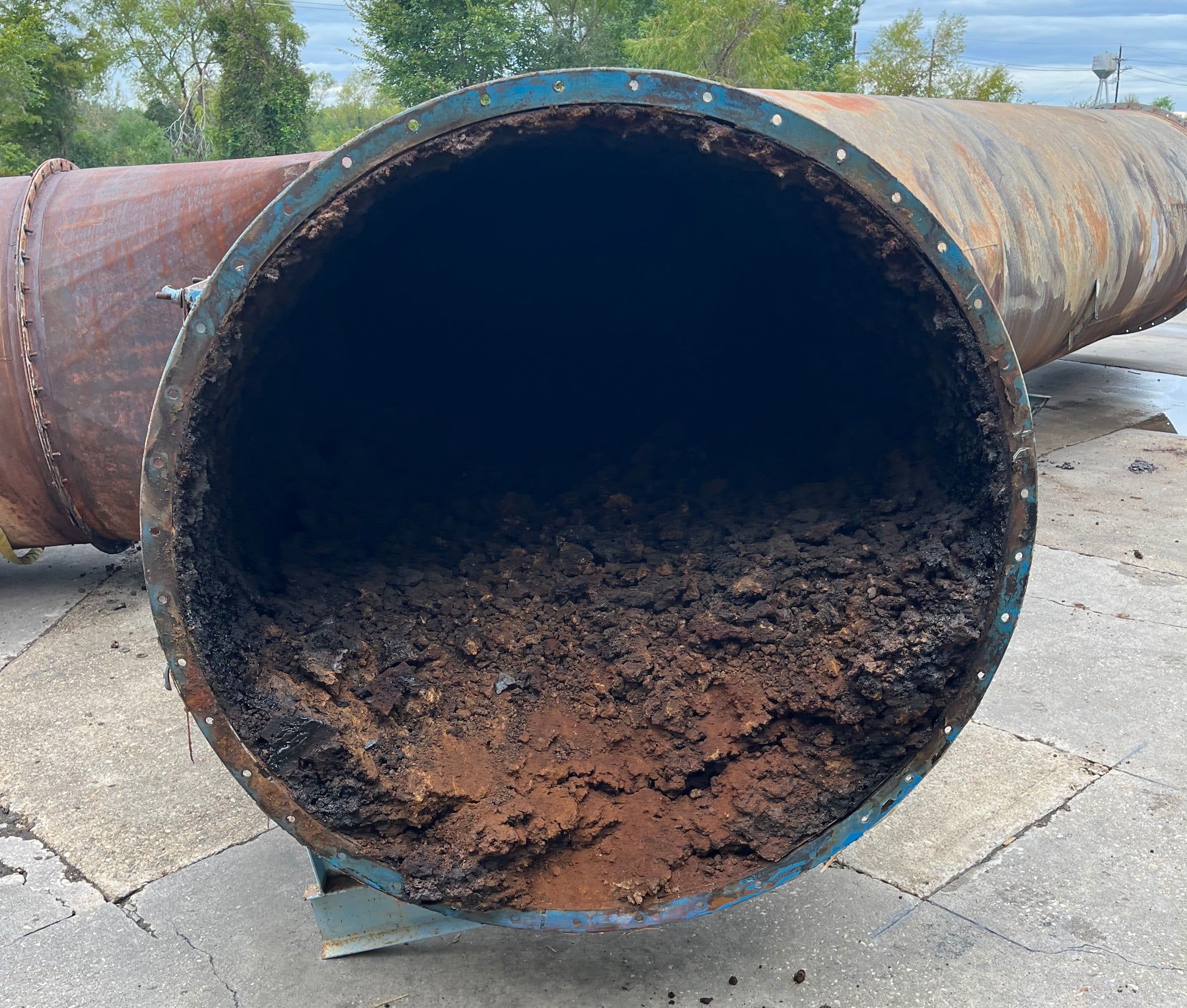 Heavy process buildup inside industrial RTO ductwork